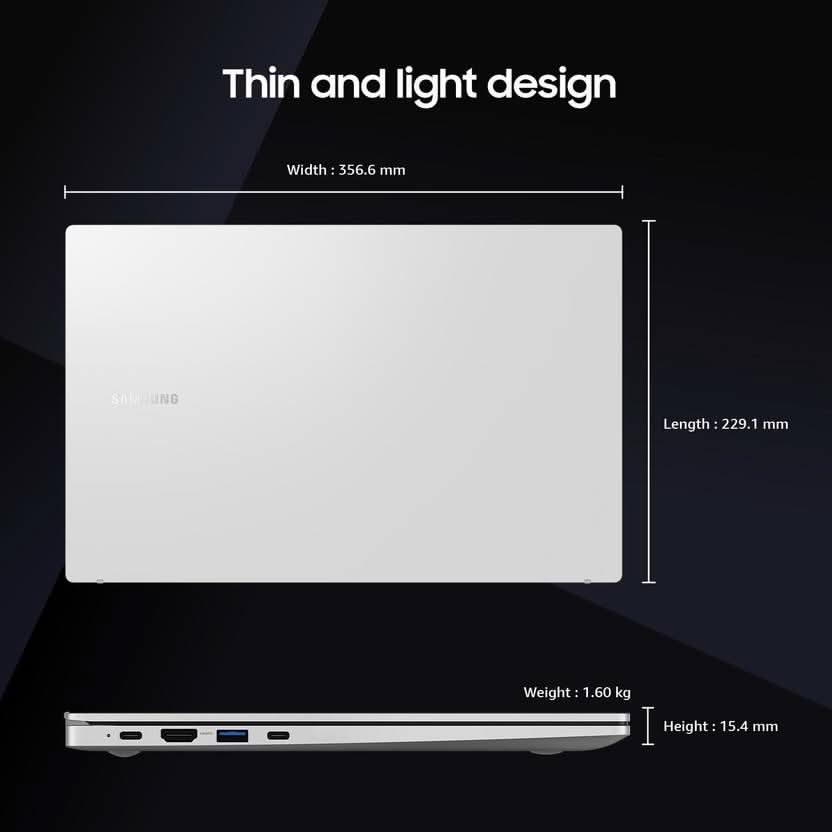 Samsung Galaxy Book2 Intel Core i5 12th Gen 1240P - (8 GB/512 GB SSD/Windows 11 Home/4 GB Graphics) NP750XEE-XB1IN Thin and Light Laptop (15.6 Inch, Silver, 1.6 kg, With MS Office)