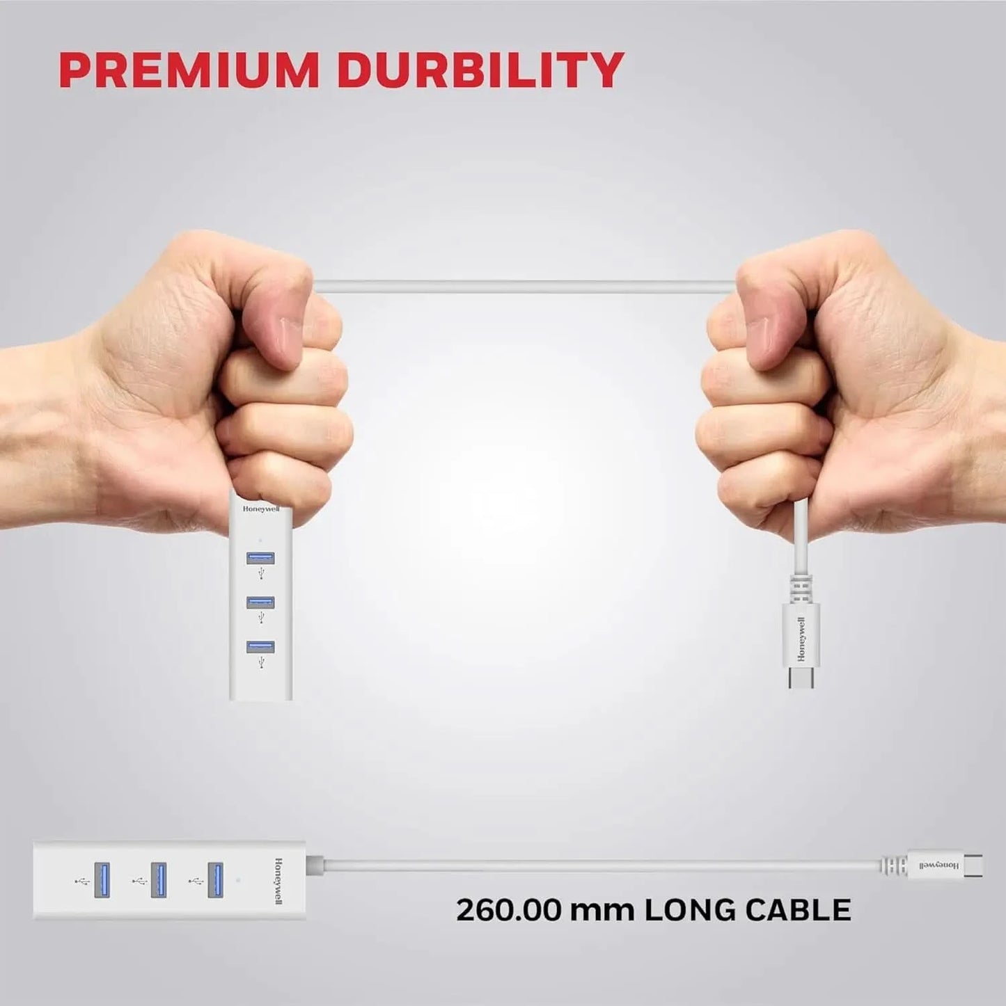 Honeywell Momentum Type C to 4xUSB 3.0 Hub, Super-Fast Transmission Speed 5GBPS, Max Current 900mA per Port, Universally Compatible with All Type C- MacBook, Laptop, PC, Printer, Mobiles, Keyboard