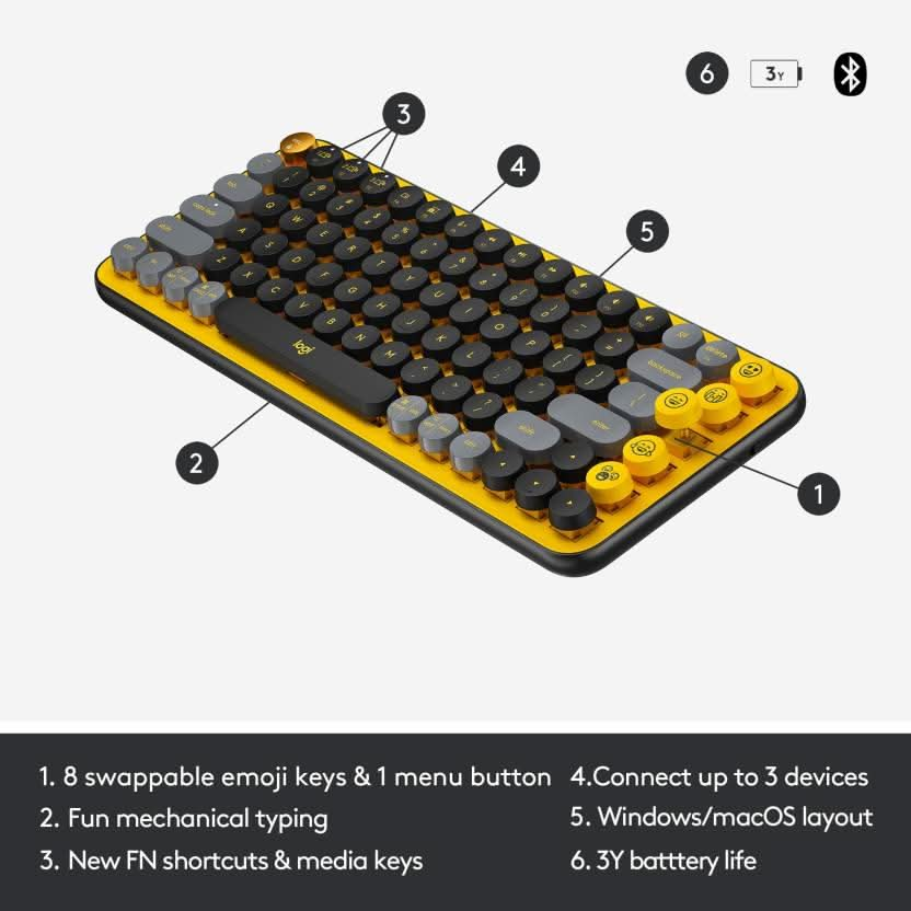 LOGITECH POP KEYS MECHANICAL WIRELESS KEYBOARD YELLOW