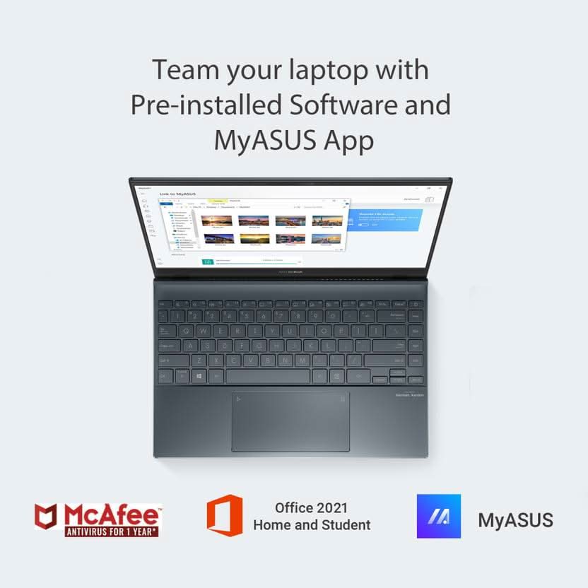 ASUS Zenbook 13 Intel EVO Intel Core i5 11th Gen 1135G7 - (8 GB/512 GB SSD/Windows 11 Home) UX325EA-KG502WS Thin and Light Laptop  (13.3 Inch, Pine Grey, 1.14 Kg, With MS Office)