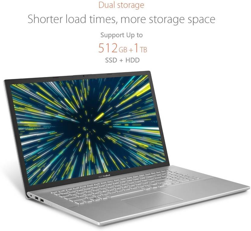 ASUS VIVOBOOK 17 INTEL CORE I5 11TH GEN 1135G7 - (16 GB/1 TB HDD/256 GB SSD/WINDOWS 11 HOME) X712EA-AU511WS LAPTOP  (17.3 INCH, TRANSPARENT SILVER, 2.30 KG, WITH MS OFFICE)