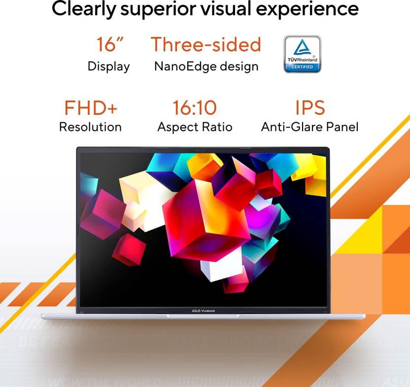 ASUS Vivobook 16 AMD Ryzen 7 Octa Core 7730U - (16 GB/512 GB SSD/Windows 11 Home) M1605YA-MB742WS Laptop  (16 Inch, Cool Silver, 1.88 Kg, With MS Office)