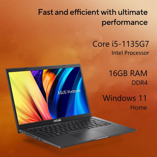 ASUS VIVOBOOK 14 INTEL CORE I5 11TH GEN 1135G7 - (16 GB/512 GB SSD/WINDOWS 11 HOME) X1400EA-EK543WS THIN AND LIGHT LAPTOP  (14 INCH, INDIE BLACK, 1.60 KG, WITH MS OFFICE)