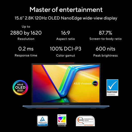 ASUS VIVOBOOK S 15 OLED INTEL CORE I9 13TH GEN 13900H - (16 GB/512 GB SSD/WINDOWS 11 HOME) S5504VA-MA941WS THIN AND LIGHT LAPTOP  (15.6 INCH, SOLAR BLUE, 1.70 KG, WITH MS OFFICE)