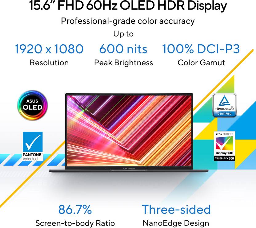 ASUS Vivobook 15 OLED Intel Core i5 13th Gen 1335U - (16 GB/512 GB SSD/Windows 11 Home) X1505VAU-LK543WS Thin and Light Laptop  (15.6 Inch, Indie Black, 1.70 Kg, With MS Office)