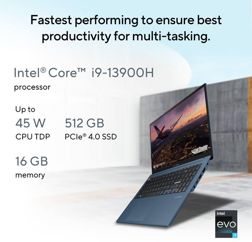 ASUS VIVOBOOK S 15 OLED INTEL CORE I9 13TH GEN 13900H - (16 GB/512 GB SSD/WINDOWS 11 HOME) S5504VA-MA941WS THIN AND LIGHT LAPTOP  (15.6 INCH, SOLAR BLUE, 1.70 KG, WITH MS OFFICE)