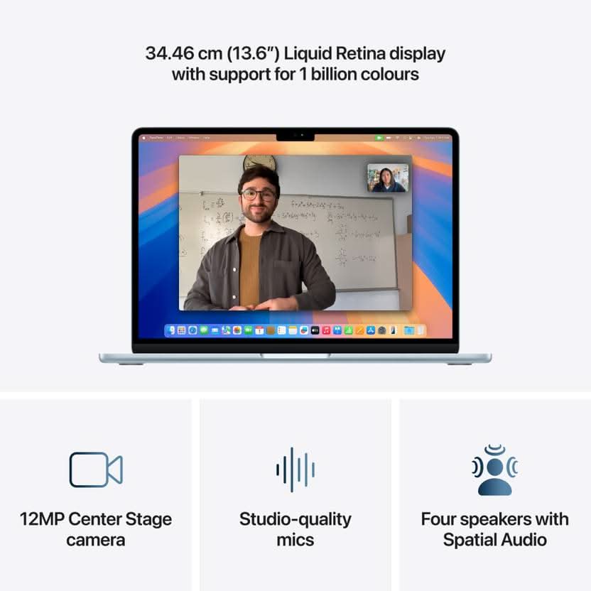 Apple MacBook Air Apple M4 - (16 GB/512 GB SSD/macOS Sequoia) MC6U4HN/A  (13.6 inch, Sky Blue, 1.24 kg)