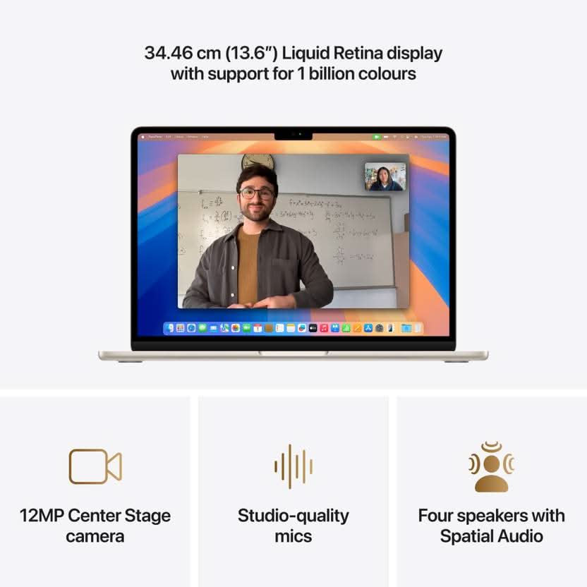 Apple MacBook Air Apple M4 - (16 GB/256 GB SSD/macOS Sequoia) MW0Y3HN/A  (13.6 inch, Starlight, 1.24 kg)