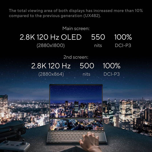 ASUS ZENBOOK PRO 14 DUO OLED FOR CREATOR, INTEL H-SERIES INTEL CORE I5 13TH GEN 13500H - (16 GB/1 TB SSD/WINDOWS 11 HOME/6 GB GRAPHICS/NVIDIA GEFORCE RTX 4050/120 HZ/65 TGP) UX8402VU-MZ551WS GAMING LAPTOP  (14.5 INCH, TECH BLACK, 1.75 KG, WITH MS OFFICE)