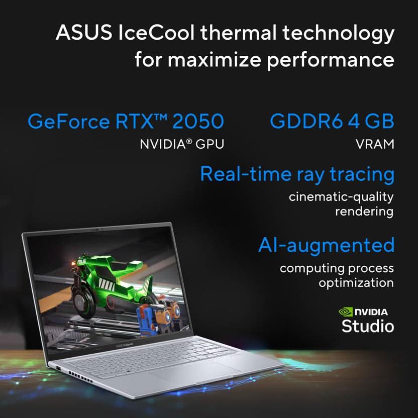 ASUS Vivobook 14X For Creator, Intel H-Series Intel Core i5 13th Gen 13500H - (16 GB/512 GB SSD/Windows 11 Home/4 GB Graphics/NVIDIA GeForce RTX 2050/60 Hz/50 TGP) K3405VF-LY542WS Gaming Laptop  (14 Inch, Cool Silver, 1.40 Kg, With MS Office)