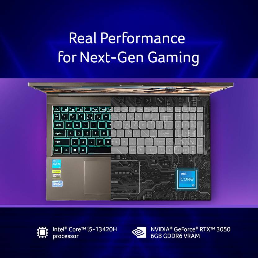 Acer Aspire 7 Intel Core i5 13th Gen 13420H - (16 GB/512 GB SSD/Windows 11 Home/6 GB Graphics/NVIDIA GeForce RTX 3050) A715-79G Gaming Laptop  (15.6 Inch, Black, 1.99 Kg)