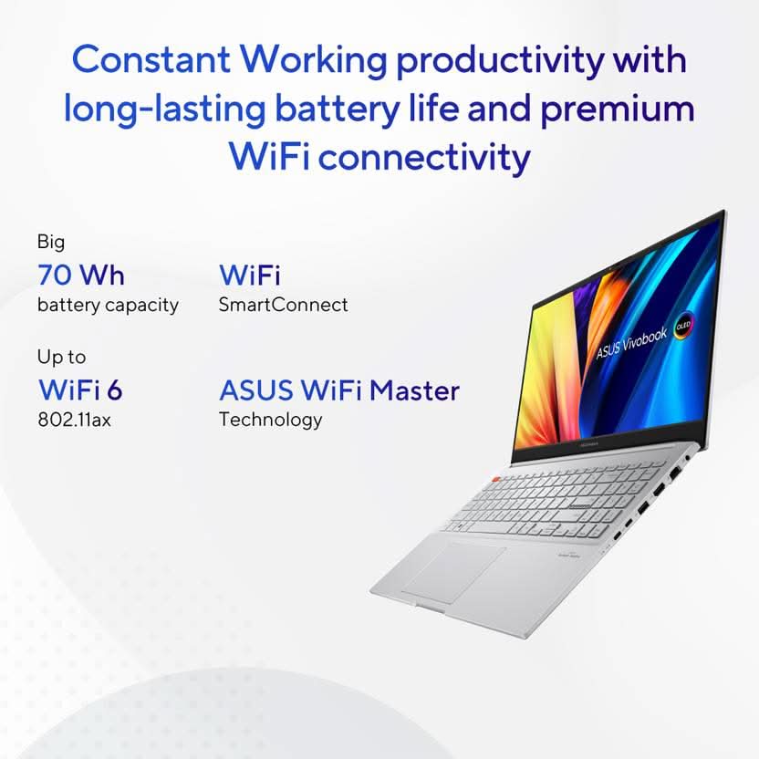 ASUS Vivobook Pro 15 OLED For Creator, Intel H-Series Intel Core i5 13th Gen 13500H - (16 GB/512 GB SSD/Windows 11 Home/6 GB Graphics/NVIDIA GeForce RTX 4050/120 Hz/65 TGP) K6502VU-MA542WS Gaming Laptop  (15.6 Inch, Cool Silver, 1.80 Kg, With MS Office)