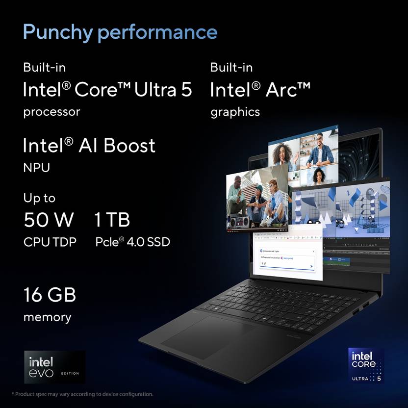 ASUS VIVOBOOK AI PC INTEL CORE ULTRA 9 185H - (16 GB/1 TB SSD/WINDOWS 11 HOME) S5606MA-MX952WS THIN AND LIGHT LAPTOP  (16 INCH, NEUTRAL BLACK, 1.50 KG, WITH MS OFFICE)