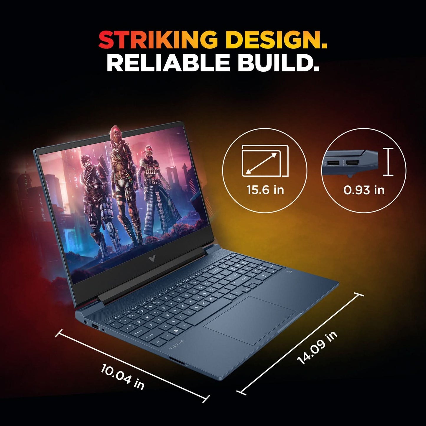 HP Victus AMD Ryzen 7 Hexa Core 7445HS - (16 GB/512 GB SSD/Windows 11 Home/6 GB Graphics/NVIDIA GeForce RTX 4050) 15-fb3130AX Gaming Laptop (15.6 Inch, Performance Blue, Chrome Logo, 2.29 Kg)