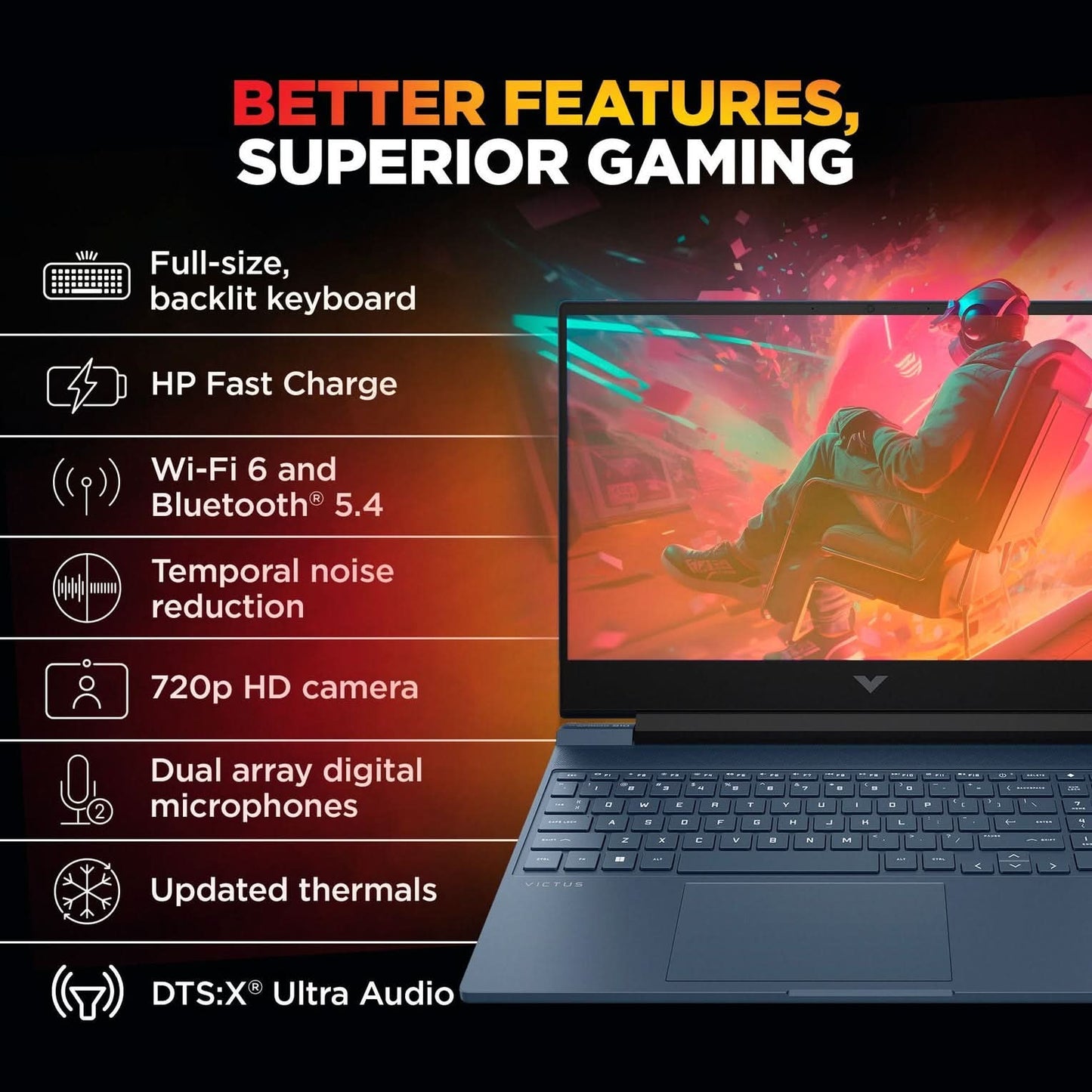 HP Victus AMD Ryzen 7 Hexa Core 7445HS - (16 GB/512 GB SSD/Windows 11 Home/6 GB Graphics/NVIDIA GeForce RTX 4050) 15-fb3130AX Gaming Laptop (15.6 Inch, Performance Blue, Chrome Logo, 2.29 Kg)