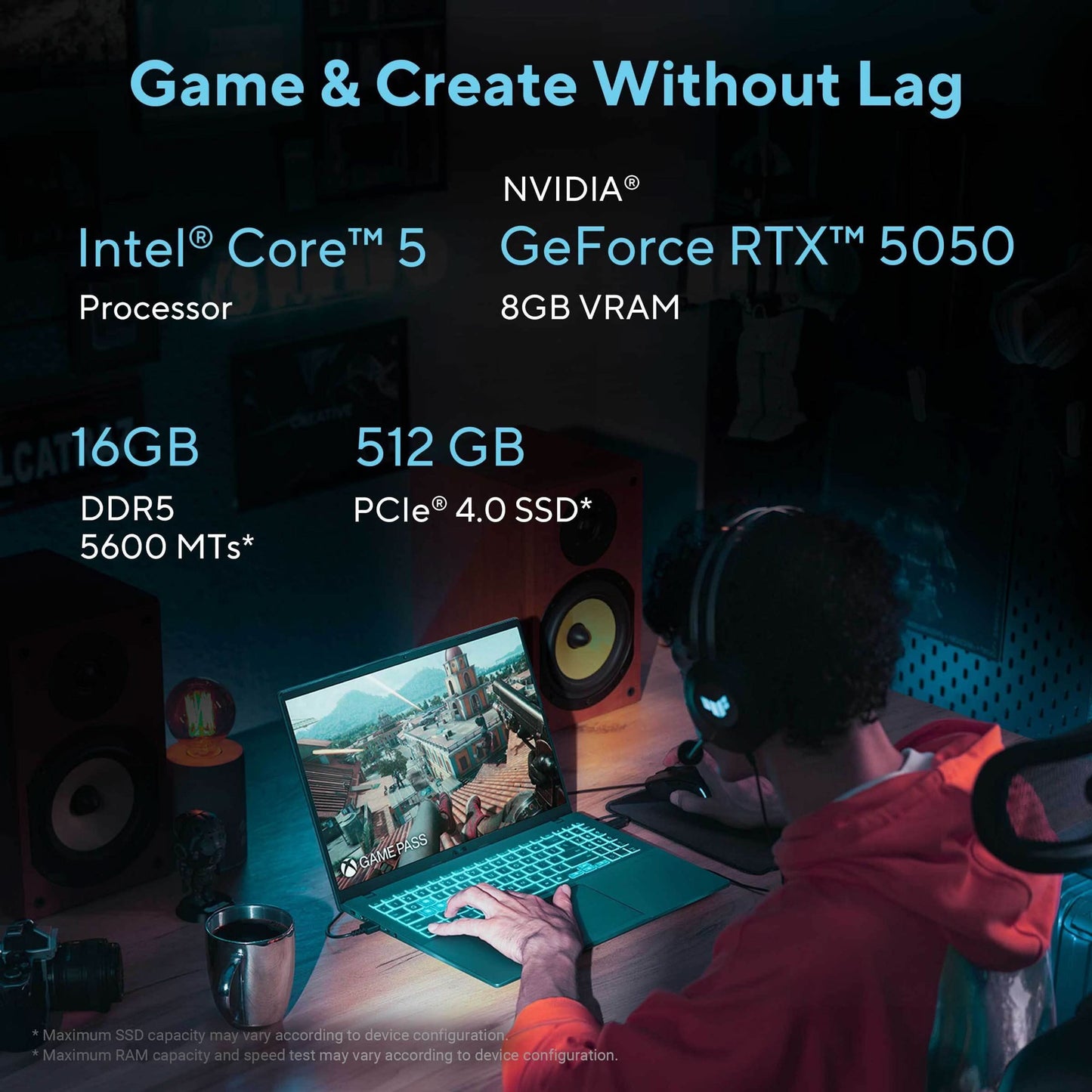 ASUS V16 V3607VH-TK154WS, Core 5 210H, 16GB, 512GB SSD, Windows 11 Home, With MS Office, 8GB RTX 5050, 144 Hz, 16 inch, 1.95 kg, Matte Black