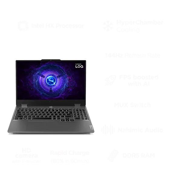 LENOVO LOQ 83DV01A4IN [CI5-13450HX/16GB/512GB SSD/WIN11 HOME+MS24/15.6'/4GB-RTX3050A GRAPHICS/1 YEAR(S)/GREY]