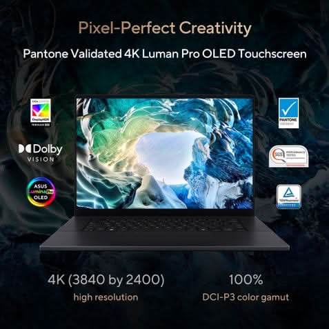 ASUS ProArt P16 OLED, Creator Laptop, AMD Ryzen AI 9 HX 370 (32GB/1TB/RTX 5080/40.64 cms (16) 4K Touch/Windows 11 Home/Office Home 2024 + M365 Basic (1 Year Validity)*) H7606WW-SE066WS