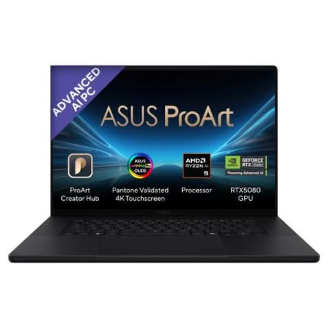 ASUS ProArt P16 OLED, Creator Laptop, AMD Ryzen AI 9 HX 370 (32GB/1TB/RTX 5080/40.64 cms (16) 4K Touch/Windows 11 Home/Office Home 2024 + M365 Basic (1 Year Validity)*) H7606WW-SE066WS