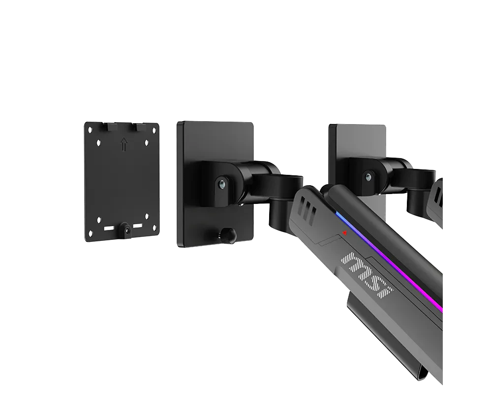 MSI MPG MT201DRG Dual Monitor Arm, Gas Spring, 17–35 Inch, Up to 20kg per Screen, VESA 75x75/100x100, RGB, Black