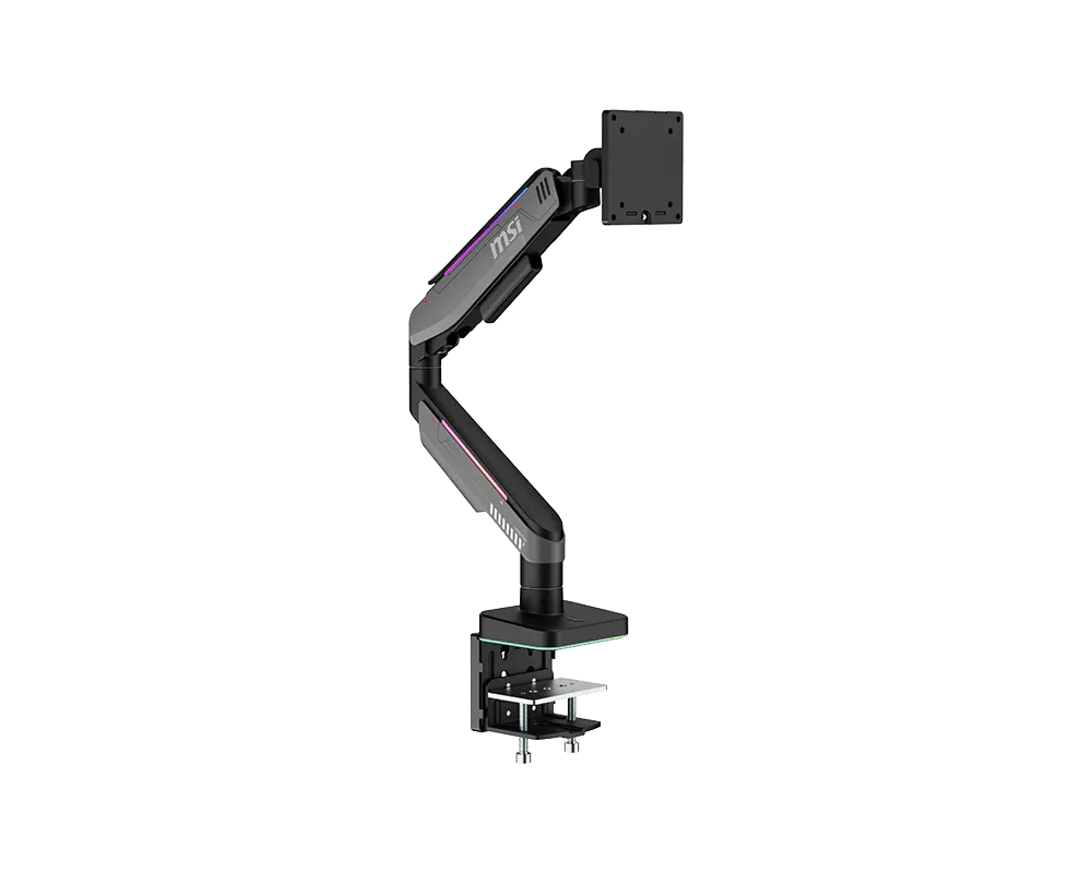 MSI MPG MT201RG Dual Monitor Arm, Gas Spring, 17–49 Inch, Up to 20kg, VESA 75x75/100x100, RGB, Black