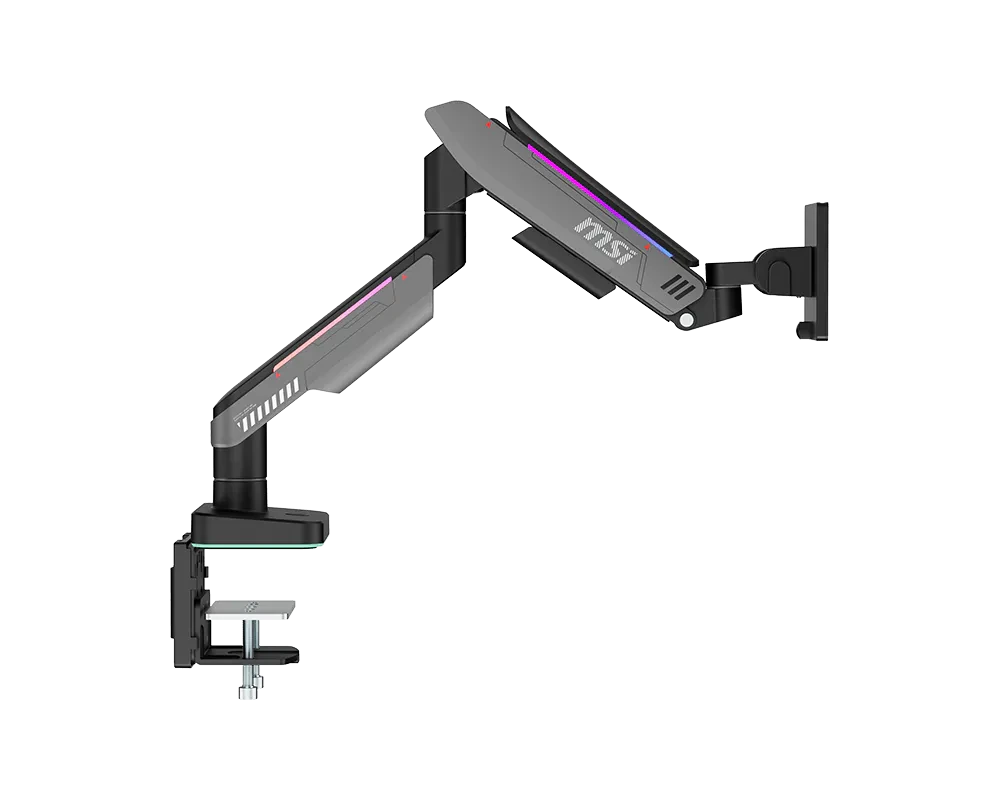 MSI MPG MT201RG Dual Monitor Arm, Gas Spring, 17–49 Inch, Up to 20kg, VESA 75x75/100x100, RGB, Black