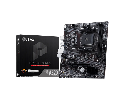 MSI PRO A520M-S AMD Micro-ATX, AM4 Socket, DDR4 Motherboard