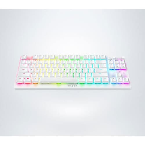 RAZER DEATHSTALKER V2 PRO TENKEYLESS - WIRELESS LOW PROFILE OPTICAL GAMING KEYBOARD (LINEAR RED SWITCH) - WHITE EDITION
