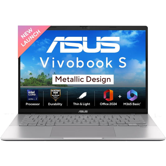 ASUS VIVOBOOK S14, AI POWERED LIGHT WEIGHT LAPTOP, INTEL CORE ULTRA 7 255H (16GB/512GB/INTEL GRAPHICS/35.56 CMS (14) WUXGA/WINDOWS 11 HOME/OFFICE HOME 2024 + M365 BASIC (1 YEAR VALIDITY) S3407CA-LY084WS