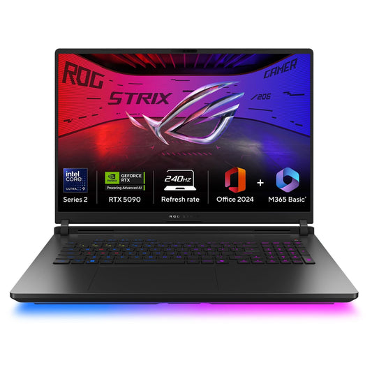 Asus Scar 18 INTEL ARL HX Core Ultra 9/RTX5090 24GB/DDR5 32GB + 32GB/2TB PCIE G4 (PERFORMANCE)/18.0 WQXGA ANTI-GLARE NON-TOUCH,1200NITS(HDR)(2000 ZONE),IPS,ACR-NB(SA)/Backlit Chiclet Keyboard Per-Key RGB With Copilot key/90WHrs, 4S1P, 4-cell Li-ion/Black