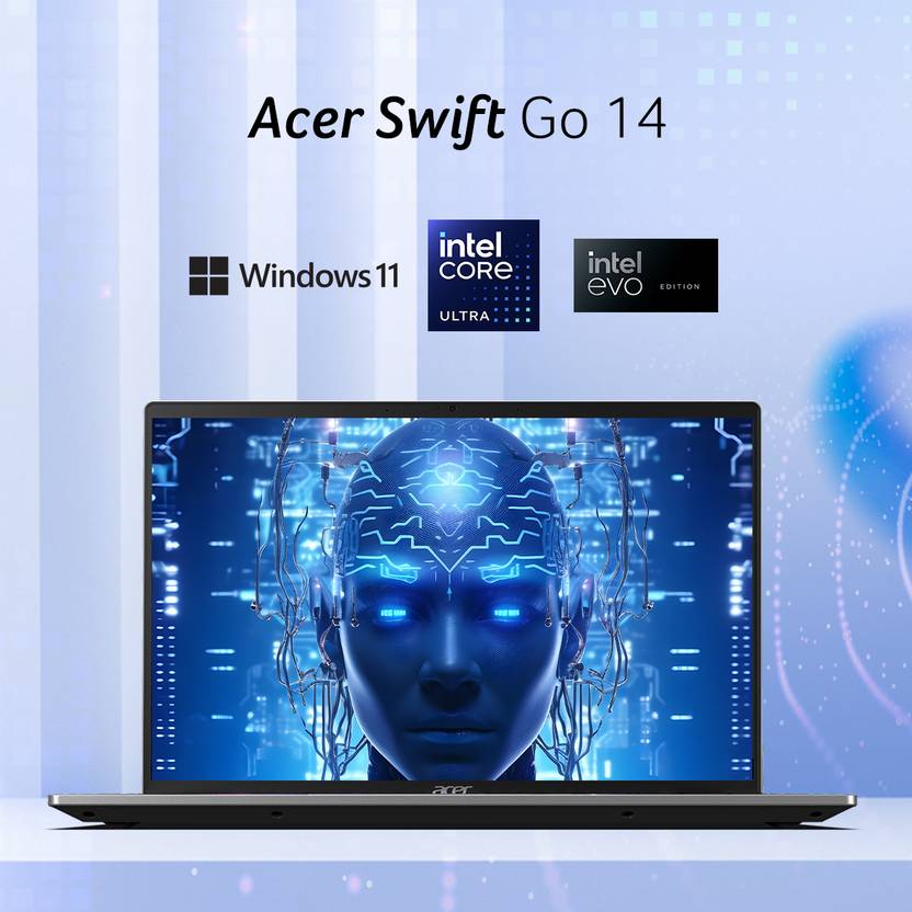 ACER SWIFT GO 14 AI READY THIN AND LIGHT PREMIUM LAPTOP INTEL CORE ULTRA 5 PROCESSOR - 125H (WINDOWS 11 HOME/ 16 GB/ 512 GB SSD/MS OFFICE HOME AND STUDENT) SFG14-72T WITH 35.56 CM (14 INCH) WUXGA IPS MULTI-TOUCH DISPLAY, PURE SILVER, 1.32 KG