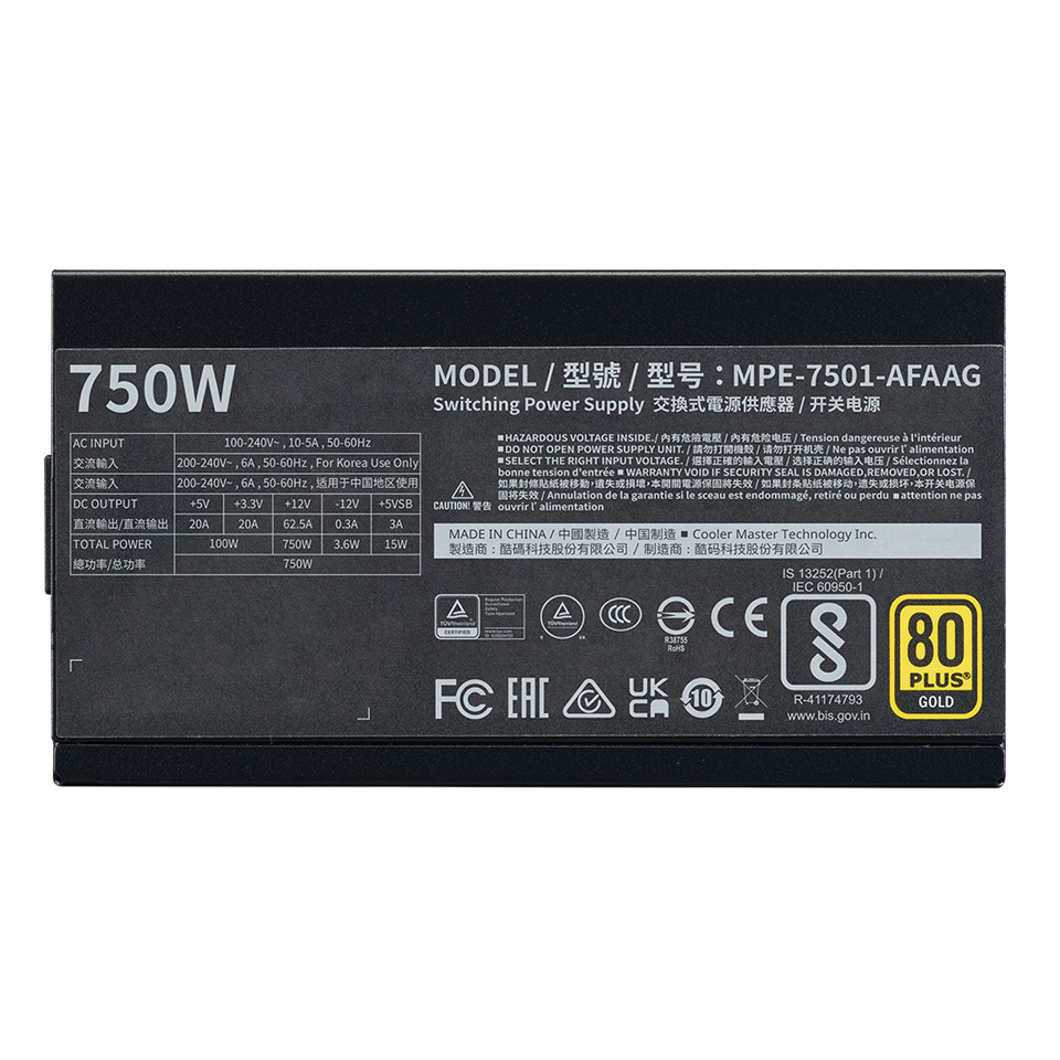COOLER MASTER MWE 750 GOLD V2 ATX 3.1 Fully modular SMPS