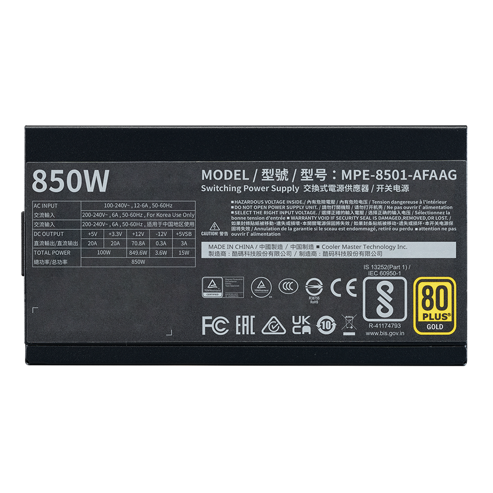 COOLER MASTER MWE Gold 850 V2 ATX 3.1 Fully modular SMPS