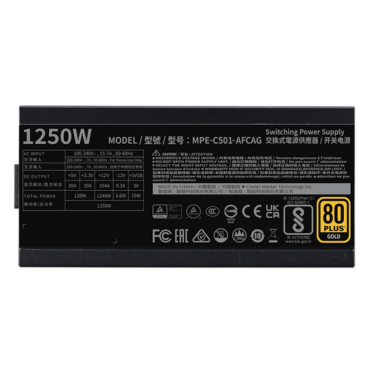 COOLER MASTER MWE 1250 GOLD V2 ATX 3.1 FULLY MODULAR POWER SUPPLY