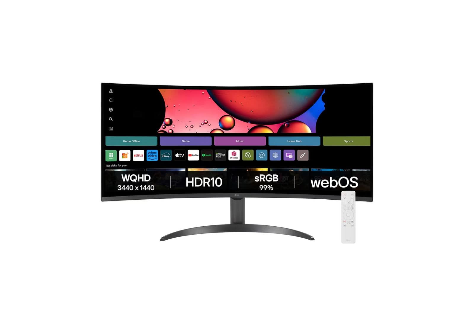 LG 34SR60QC-B 34-INCH MYVIEW SMART MONITOR WQHD CURVED SCREEN 100HZ WI