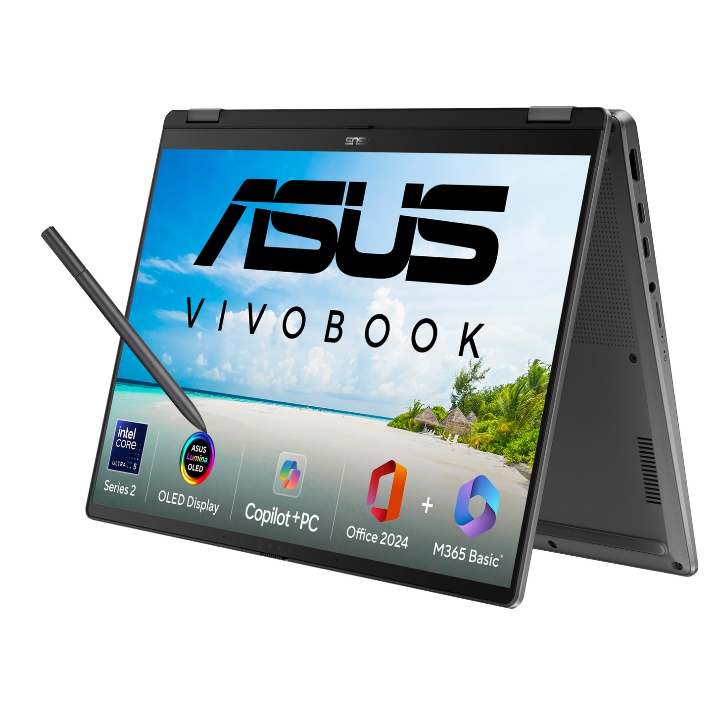 ASUS VIVOBOOKFLIP OLED TP3407SA-QL024WS [ULTRA5-266V 14TH GEN/16GB/512GB SSD/WIN11 HOME+MSO/14.0 INCH TOUCH/INTEGRATED GRAPHICS /1 YEAR(S)/GREY]