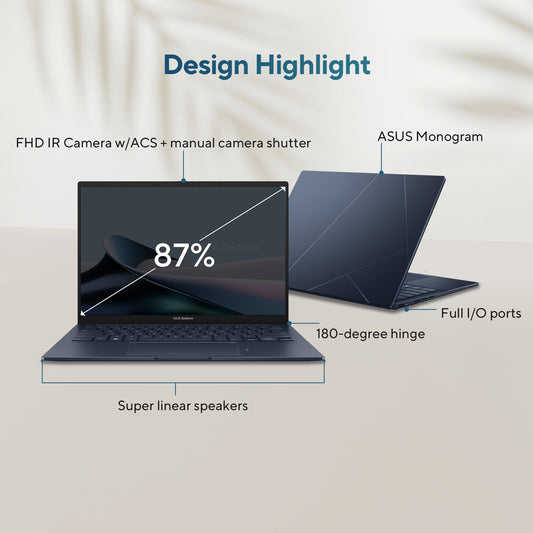 ASUS ZENBOOK 14 OLED UX3405MA-PP555WS [ULTRA5-125H 14TH GEN/16GB/1TB SSD/WIN11 HOME+MSO/14.0 INCH/INTEGRATED GRAPHICS /1 YEAR(S)/BLUE]