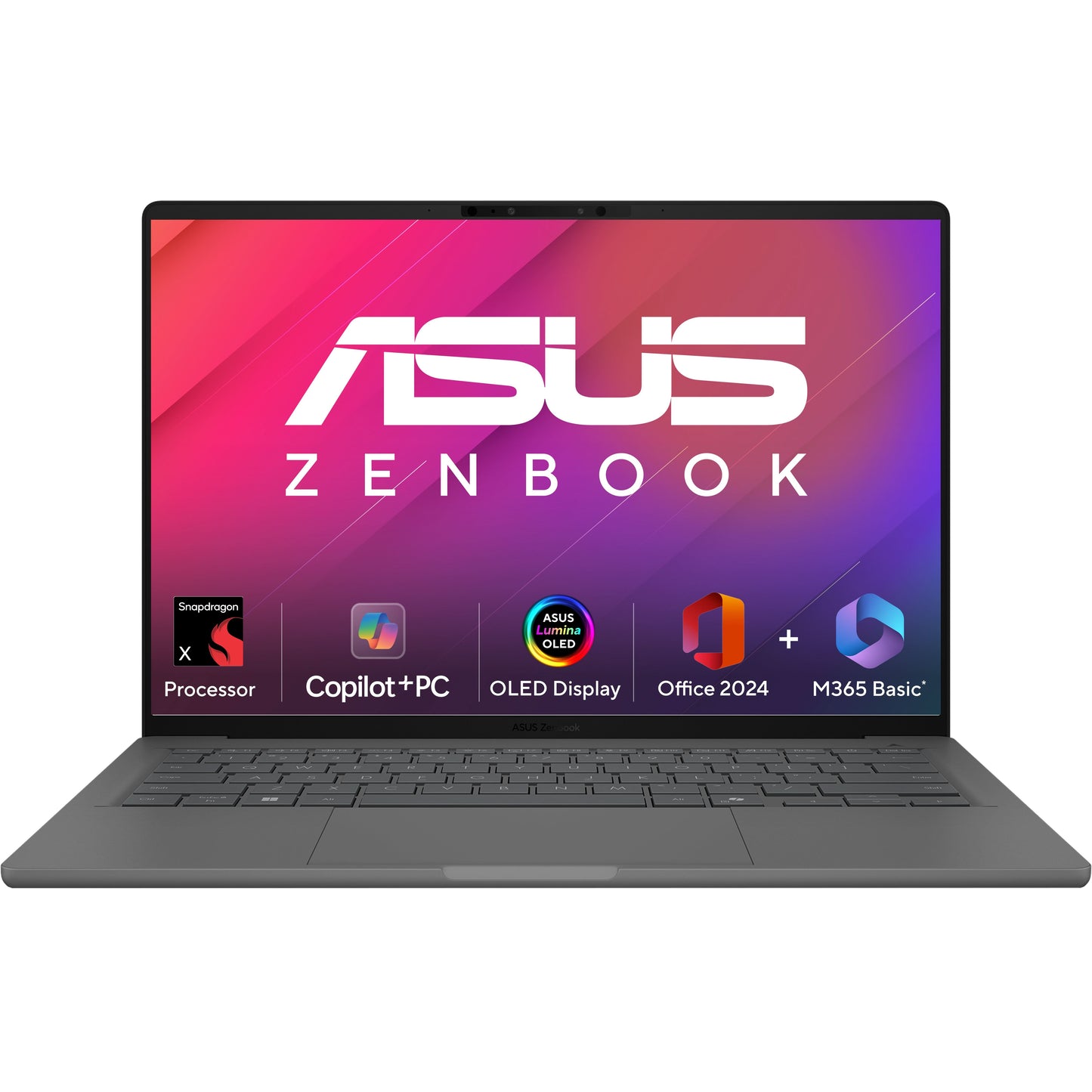 ASUS ZENBOOK A14, AI POWERED LAPTOP, SNAPDRAGON X X1 26 100 (16GB/512GB/QUALCOMM ADRENO GPU/14.0 INCH WUXGA/WINDOWS 11 HOME/MS OFFICE 365 (1 YEAR)* + OFFICE HOME 2024) UX3407QA-QD259WS