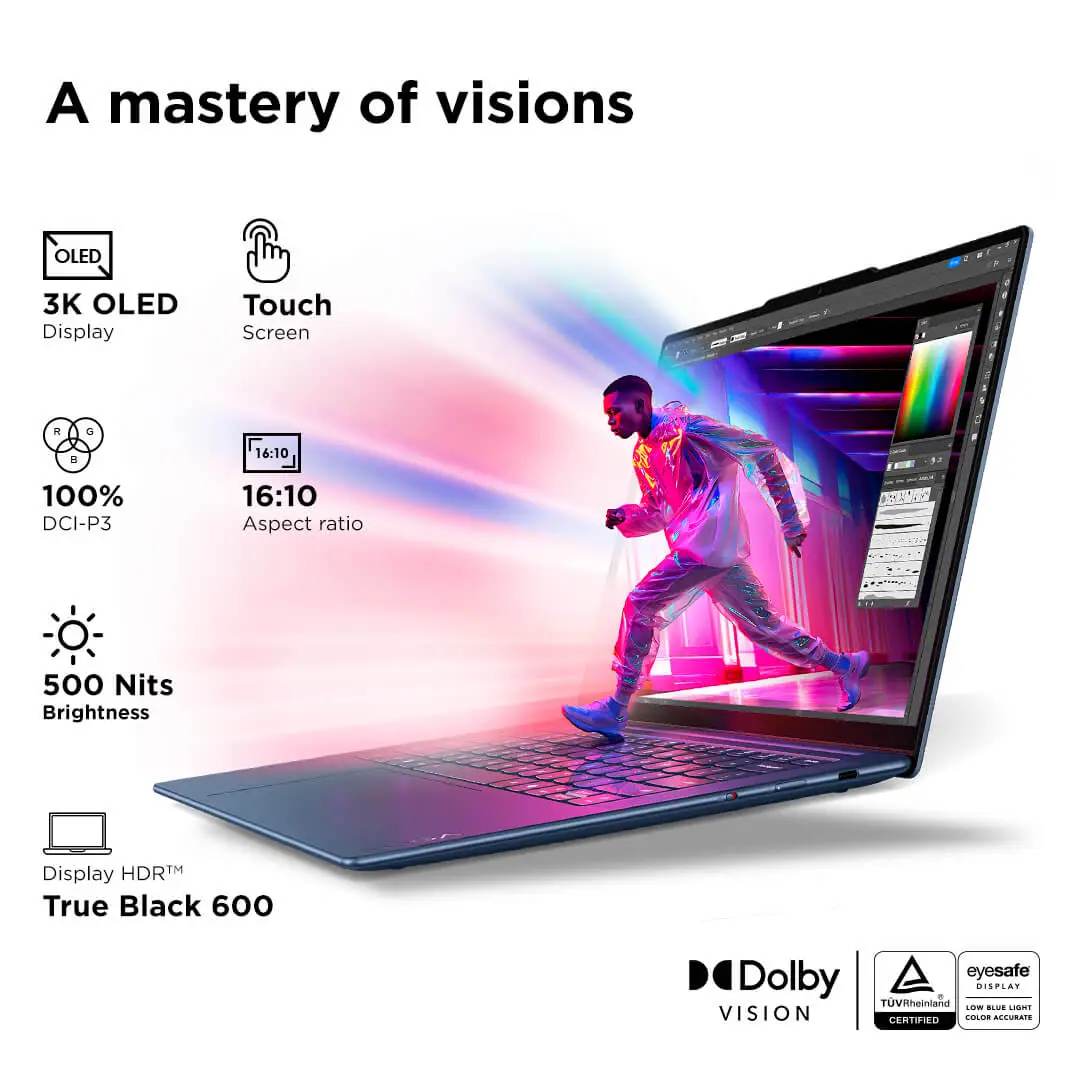 Lenovo Yoga Slim 7 Snapdragon X Elite X1E Built in-AI with Copilot+ 14"(35.5cm) 3K OLED 500Nits Touchscreen Laptop (32GB/1TB SSD/90Hz/Qualcomm NPU 45TOPS/Win11/MSO/1Yr ADP Free/Grey/1.4Kg), 83ED003BIN