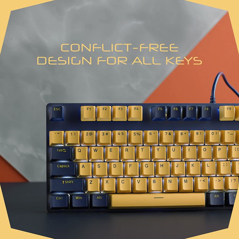 RAPOO V500 PRO MECHANICAL GAMING KEYBOARD YELLOW-BLUE– Vishal Peripherals