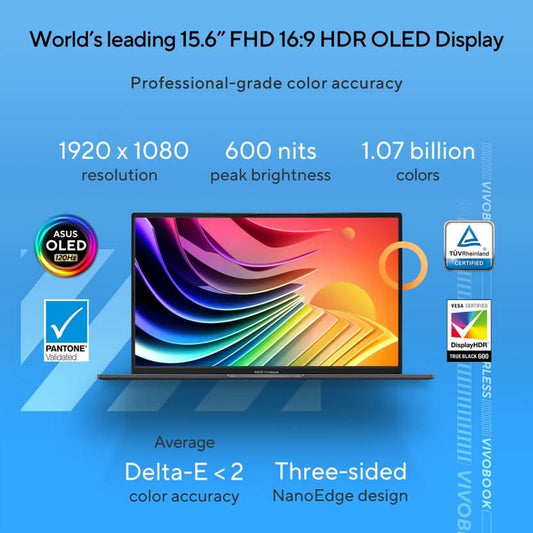 ASUS Vivobook 15 OLED Intel Core i3 12th Gen 1215U - (8 GB/512 GB SSD/Windows 11 Home) X1505ZA-L1311WS Thin and Light Laptop  (15.6 Inch, Indie Black, 1.7 Kg, With MS Office)