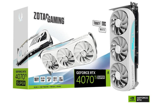 ZOTAC GEFORCE RTX 4070 TI 16GB SUPER TRINITY OC GRAPHIC CARD WHITE